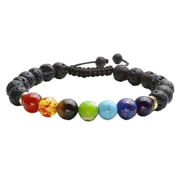 Adjustable 7 Chakra Lava Stone Essential Oils Diffuser Bracelet Jewelry